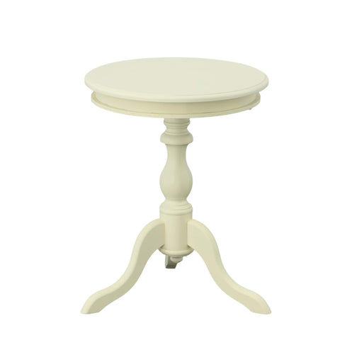 Ella Pedestal Base Accent Table: Ant. Ivory