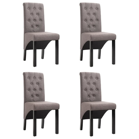 vidaXL Dining Chairs 4 Pcs, Side Chair with Solid Wood Legs, Upholstered Fabric Accent Chair for Home Kitchen Living Room, Taupe Fabric