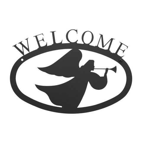 Wrought Iron Metal Angel Welcome Home Sign Small