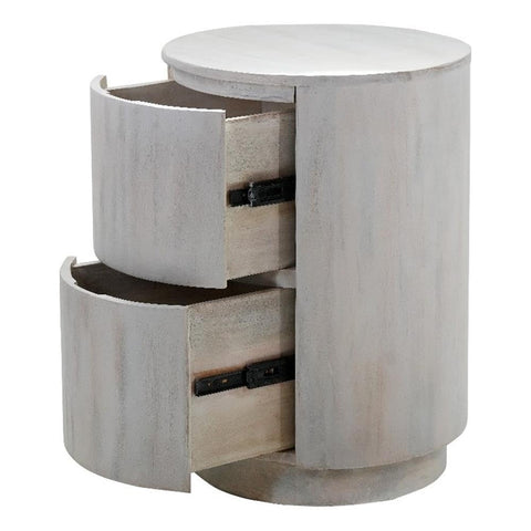 Kingston 2-Drawer 18 in Round Accent Table - Whitewash