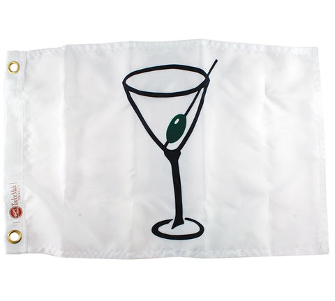 Taylor Made Novelty Cocktail Boat Flag, 12" x 18" 200-Denier Water-Repellent Nylon, Screen-Printed Fabric, Decorative for Marine, Boating, Marina, Dock Decor, Sewn-in Brass Grommets - 9118