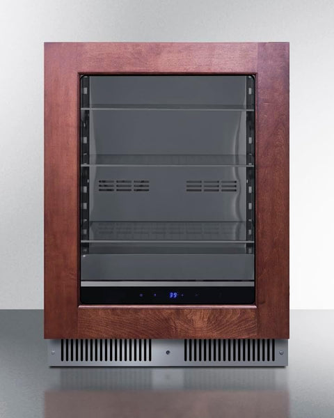 Summit 24 Inch Beverage Refrigerator with Glass Door, 3.5 Cu.ft., Shallow Depth Undercounter, Commercially Approved- SDHG2443 (LHD, Panel Ready) (Panel not included)