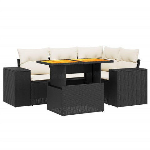 vidaXL 5 Piece Garden Sofa Set With Cushions Adjustable Height Weather Resistant PE Rattan And Powder Coated Steel Seats, Seating for 5, Just Right for Patio and Balcony Fun, Stylish Outdoor Furniture