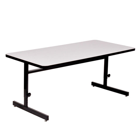 Correll 30"x60" Rectangular Adjustable Height Training Table, Computer Work Station Desk Walnut HP Laminate Top, Heavy Duty Steel Frame (CSA3060-01)