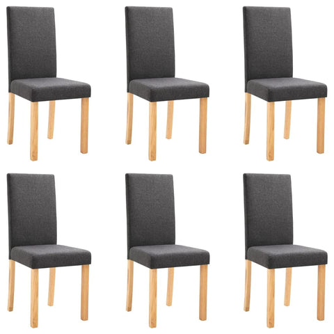 vidaXL Dining Chairs 6 Pcs, Side Chair with Solid Wood Legs, Accent Dining Chair for Home Kitchen Living Room Bedroom, Dark Gray Fabric