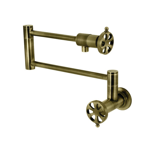 Kingston Brass KS4103RX Belknap Wall Mount Pot Filler, Antique Brass