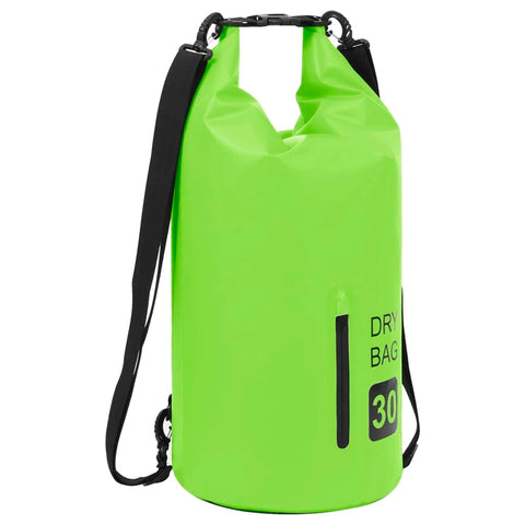 vidaXL Green 7.9 Gallon Dry Bag with Zipper - Lightweight PVC, Waterproof and Dustproof Perfect for Boating or Surfing - Compact and Foldable, Easy to Carry - Adjustable Shoulder Straps