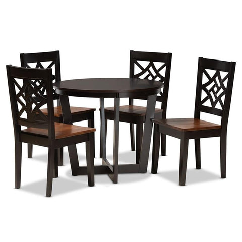 Baxton Studio Brava Brown and Brown Finished Wood 5-Piece Dining Set