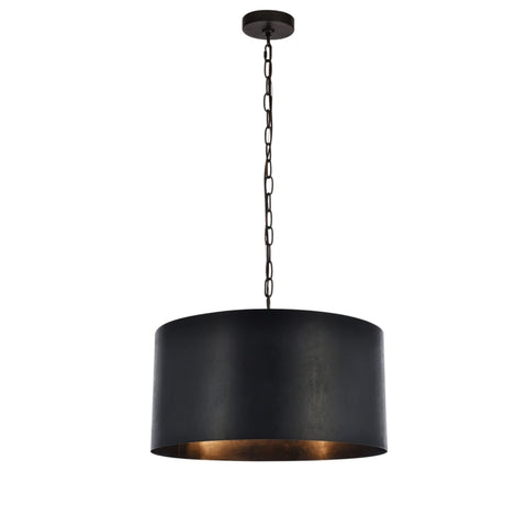 Elegant Lighting Miro Collection 3 Light Pendant Lamp in Vintage Black Finish - 20"D x 11.75"H