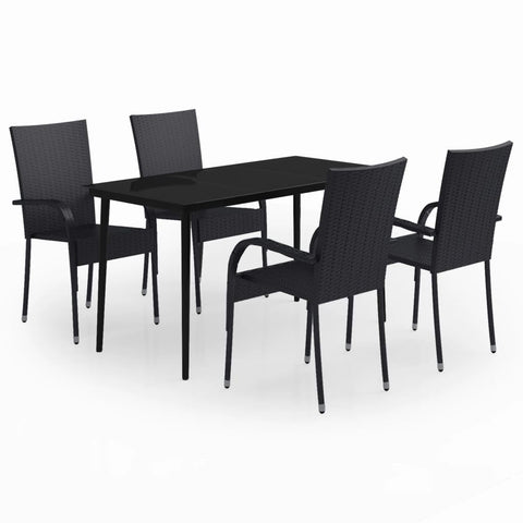 vidaXL Patio Dining Set 5 Piece Garden Outdoor Lawn Yard Terrace Balcony Dining Dinner Table and Chair Seat Seating Furniture Black