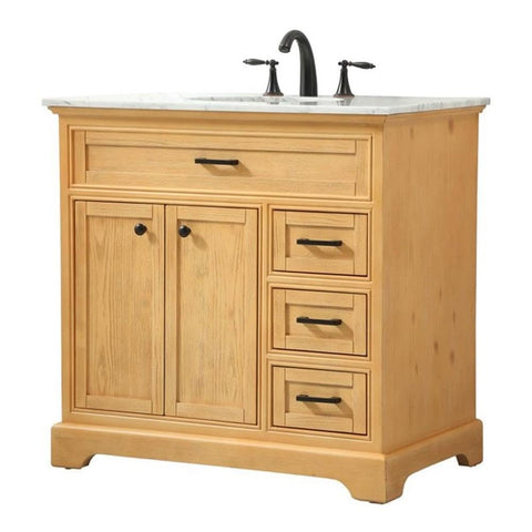 Elegant Decor Americana 36" Aluminum MDF Single Bathroom Vanity in Natural Wood