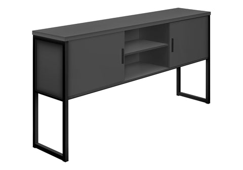 Monarch Specialties I 7733 Office Hutch, 72" L, Work, Storage Doors, Home Office, Commercial Grade, Grey Black