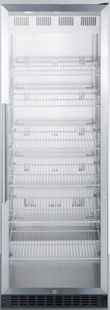 Summit Appliance SCR1401 Full-Size Commercial Beverage Merchandiser with Stainless Steel Interior, Digital Thermostat, Frost-Free Operation, Self-Closing Glass Door, Lock and Black Cabinet