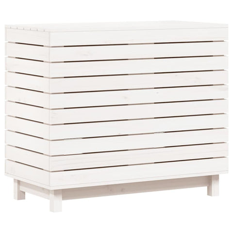 vidaXL Laundry Basket, Laundry Hamper with Lid, Wooden Clothes Hamper for Laundry Room Bathroom Bedroom, Washing Bin, White Solid Wood Pine