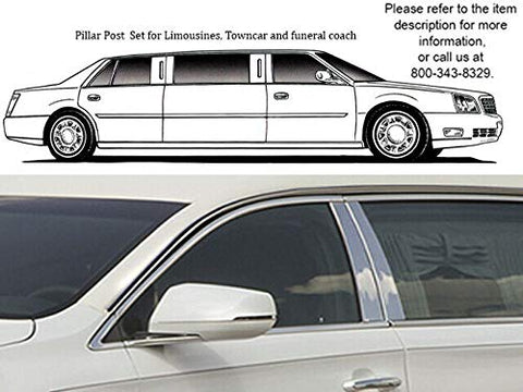 QAA is Compatible with 2013-2020 Cadillac XTS, S&S/Superior Hearse 6 Piece Stainless Pillar Post Trim PP53241
