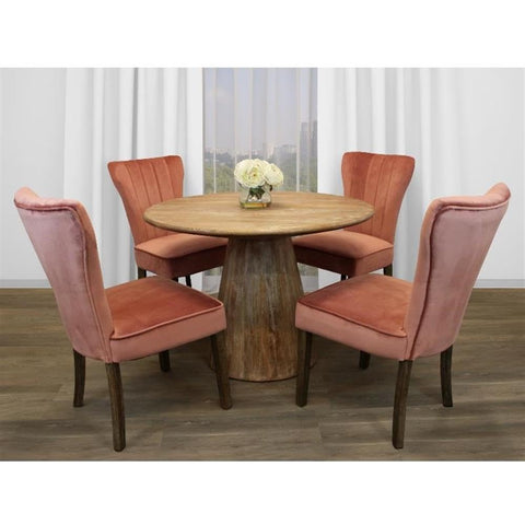 Moti Jaden 5-Piece Dining Set with 42" Dining Table and 4 Cleo Blush Chairs