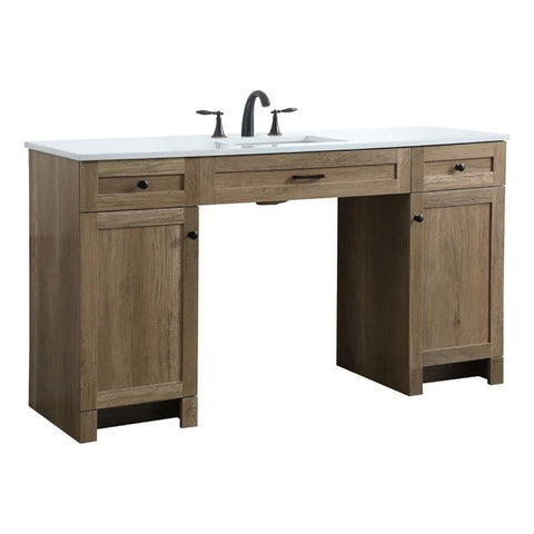 Elegant Kitchen and Bath Cooper 60" Solid Wood Bathroom Vanity in Natural Oak