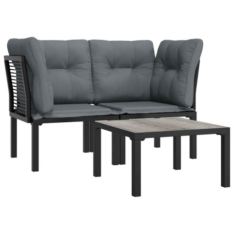 vidaXL Garden Lounge Set Black, Dark Gray Poly Rattan Modular