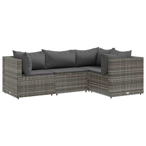 vidaXL Patio Lounge Set - 5 Piece Gray Poly Rattan Furniture with Cushions, Modular Design for Outdoor Patio, Terrace, or Garden