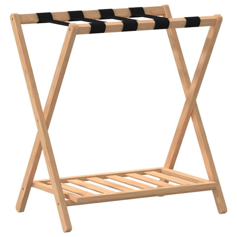 vidaXL Natural Bamboo Luggage Rack - Foldable Suitcase Stand with Dual Shelves for Home and Travel â€“ Easy to Assemble and Clean, Brown'