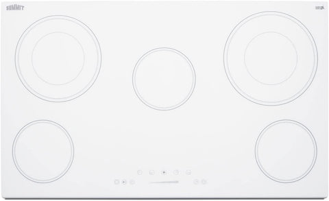 Summit 36" 5 Burner Electric Cooktop 208-240 Volt Radiant Cooktop, ADA Compliant, White- CR5B30T8W