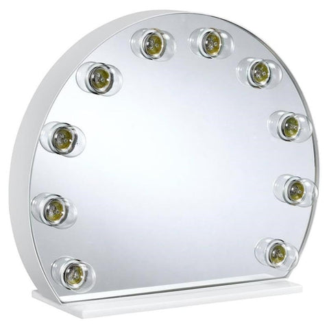 Acme Alma Domed Wooden Frame Accent Mirror with Lighting in White