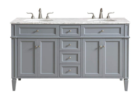 Elegant Decor Williams 60" Double Marble Top Bathroom Vanity in Blue