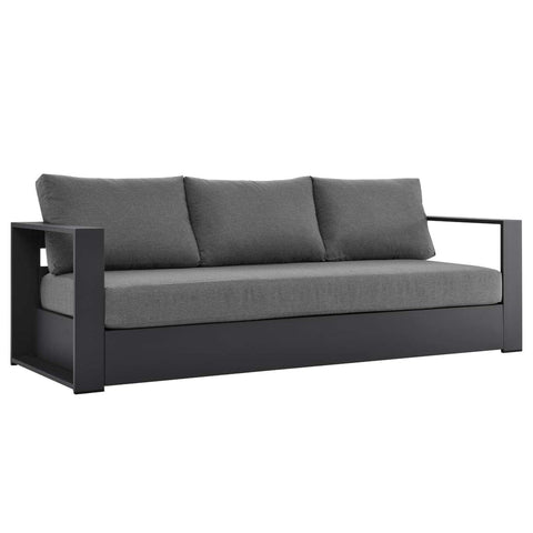 Modway Tahoe Aluminum Outdoor Patio Sofa in Gray Charcoal