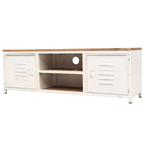 vidaXL Industrial TV Stand Cabinet with Shelves and Cabinets - Media Storage Unit for Living Room and Bedroom, White & Brown