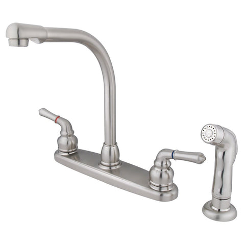 Kingston Brass KB758SP Magellan High Arch Kitchen Faucet with Sprayer, 7-Inch, Brushed Nickel