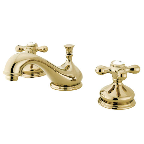 Kingston Brass KS1162AX Heritage Widespread Lavatory Faucet with Metal Cross Handle, Polished Brass,8-Inch Adjustable Center