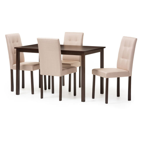 Baxton Studio Andrew 5PC Beige 9-Grids Dining-Room-Sets, Off-White
