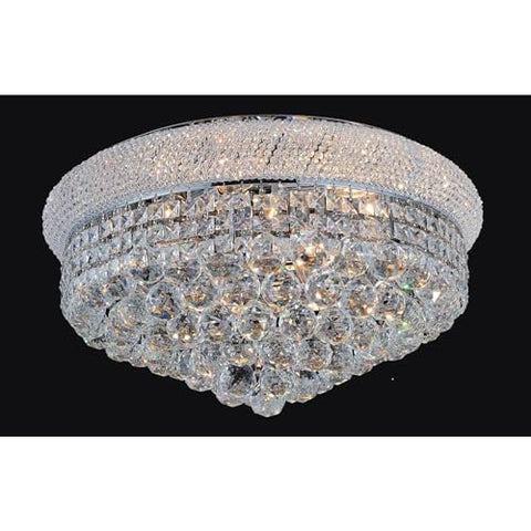 CWI Lighting Crystal 24" Chrome Flush Mount Light for Dining Rooms Bedrooms Living Rooms Foyers, 13-Light with E12 Bulb Base