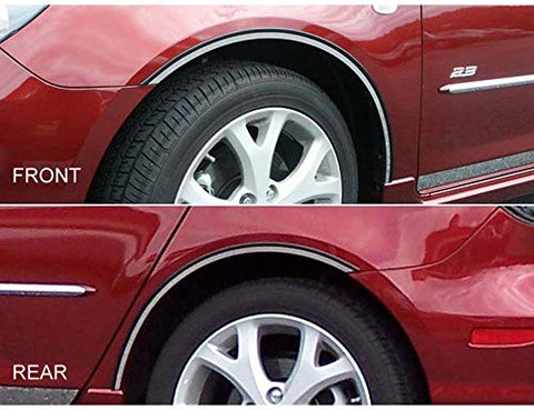 QAA is Compatible with 2004-2009 Mazda Mazda3 4 Piece Stainless Wheel Well Accent Trim WQ27750