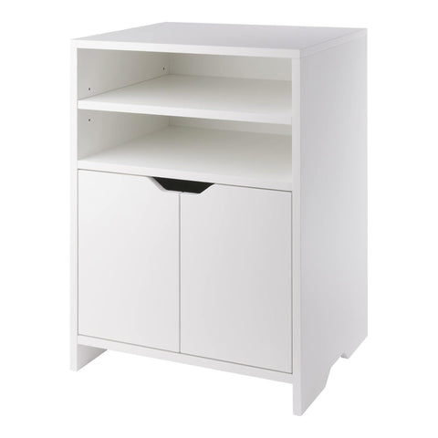 Oakestry Nova 4 Shelf Storage Cabinet White Modern Wooden Organizer with Adjustable Shelves for Home Office Bedroom Living Room and Entryway