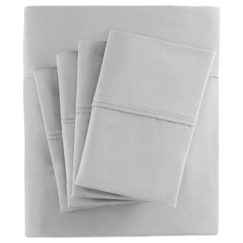 Oakestry 800 Thread Count Cotton Blend Ultra Soft and Silky Bed Sheet Set Bedding Sateen Wrinkle Resistant Hotel Luxury Fade Resistant, King Size, Grey, 6 Piece
