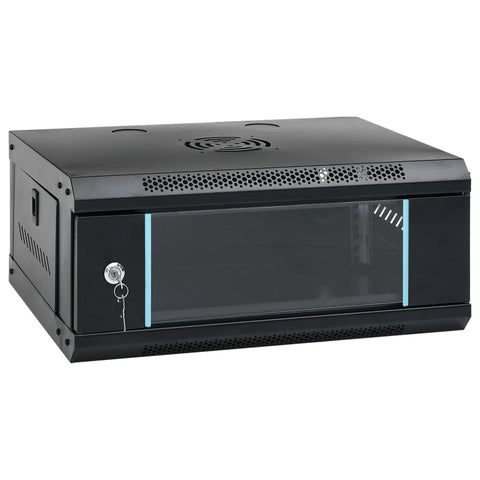 vidaXL - 4U Wall Mounted Network Cabinet - 19" - Black Cold-Rolled Steel - 20.9"x15.7"x8.3"