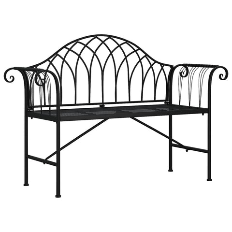 vidaXL 2-Seater Patio Bench, Seating Chair, Patio Loveseat, Bench Seat for Garden Balcony, Outdoor Furniture, Industrial Style, Black Steel