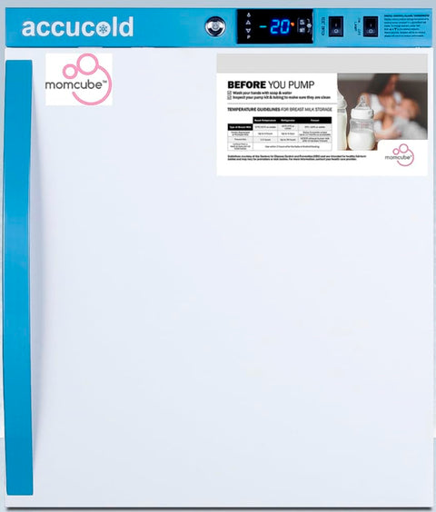 Accucold AFZ1PVMC MOMCUBE Breast Milk Storage Freezer 1.4 Cu.Ft Open Door Alarm Adjustable Temperature (RHD)