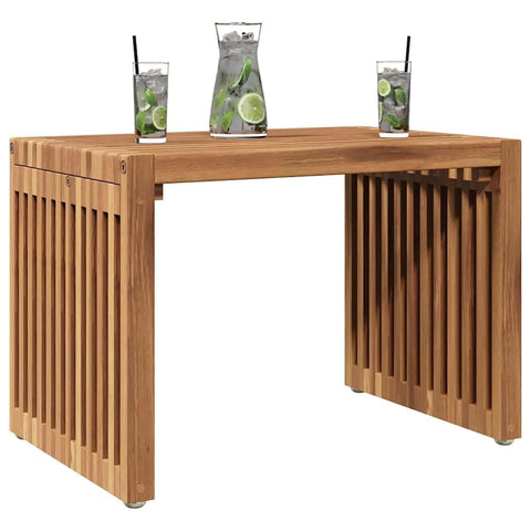 vidaXL Garden Side Table Brown 19.69 x 12.80 x 13.78 in, Patio & Terrace, Sturdy Teak Table, Stylish Outdoor Furniture, Handy Side Table, Perfect for Use