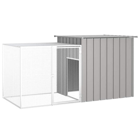 vidaXL Rabbit Cage, Rabbit Hutch House Garden Small Animal Cage, Rabbit Run Enclosure for Outdoor Backyard Farm Use, Gray Galvanized Steel