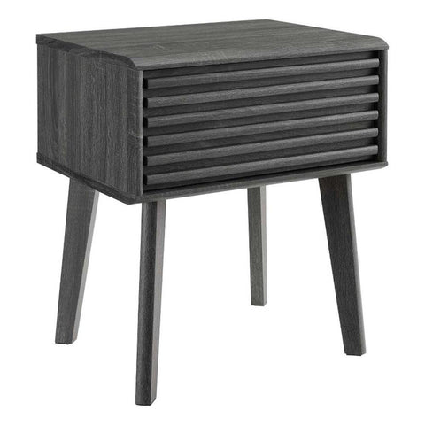 Modway Render Mid-Century Modern End Table or Nightstand in Charcoal, 15 x 19 x 21.5
