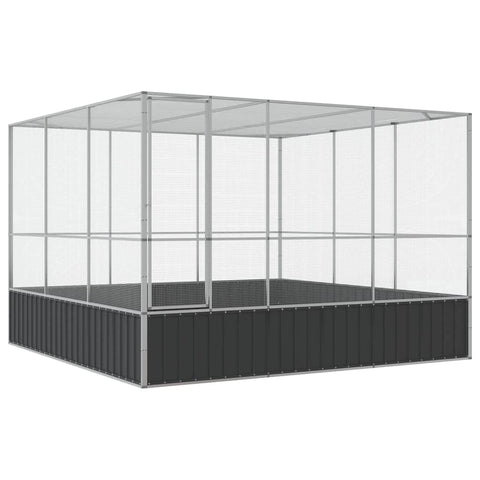 vidaXL Silver Aviary 311 x 307 x 212 cm Steel, Bird Aviary, Parrot Cage, Large Parrot Cage, Parakeet Cage, Large Bird Cage