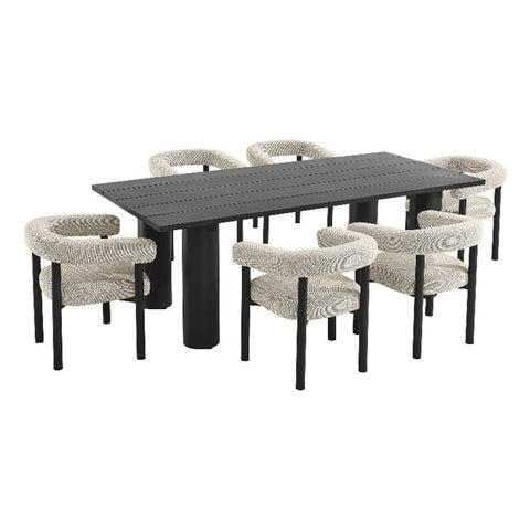 Modway EEI-7062-IVO-GPH Nautica 7-Piece Outdoor Rectangular Dining Set in Ivory Graphite