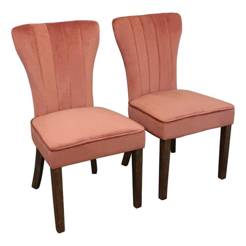 Cleo 21" Modern Fabric/Solid Wood Side Chairs in Blush Red Set of 2