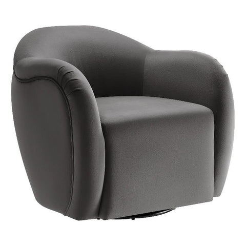 Modway Compose Performance Velvet Swivel Armchair in Storm Gray - Barrel Accent Chair - Comfy Round Single Sofa Chair with 360° Rotation - Modern Upholstered Club Chair for Living Room, Bedroom