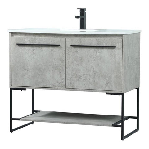 Elegant Decor Sloane 40" MDF and Steel Single Bathroom Vanity in Concrete Gray