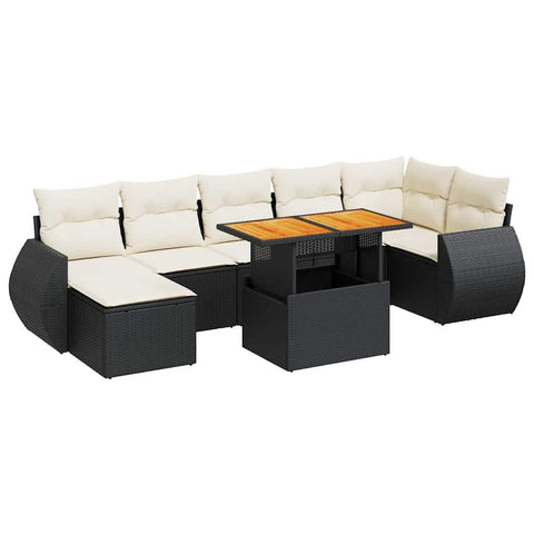 vidaXL 8 Piece Patio Sofa Set with Cushions Black Poly Rattan, Garden Sofa Set, Garden Lounge Set, Poly Rattan Sofa Set, Outdoor Sofa Set