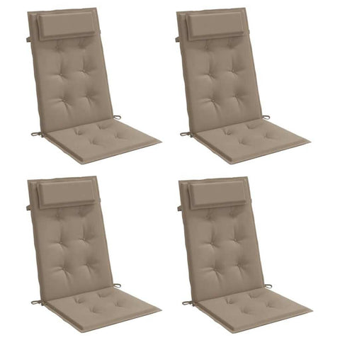 vidaXL Set of 4 Taupe Highback Chair Cushions Water Resistant Breathable Oxford Fabric for Indoor and Outdoor Use Comfortable Stylish Seating Accessories Cushion Sofa Seat Pillow Pad