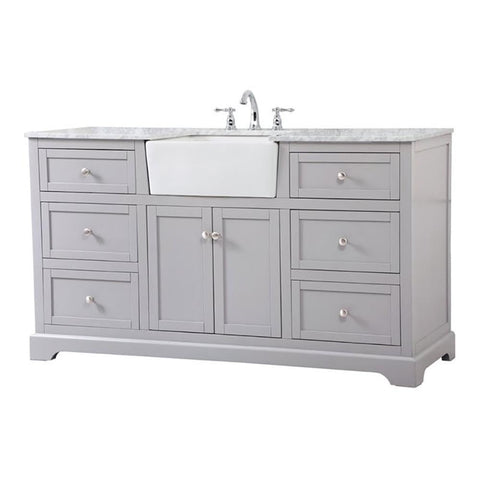 Elegant Decor Franklin 60" Aluminum MDF Single Bathroom Vanity in Gray